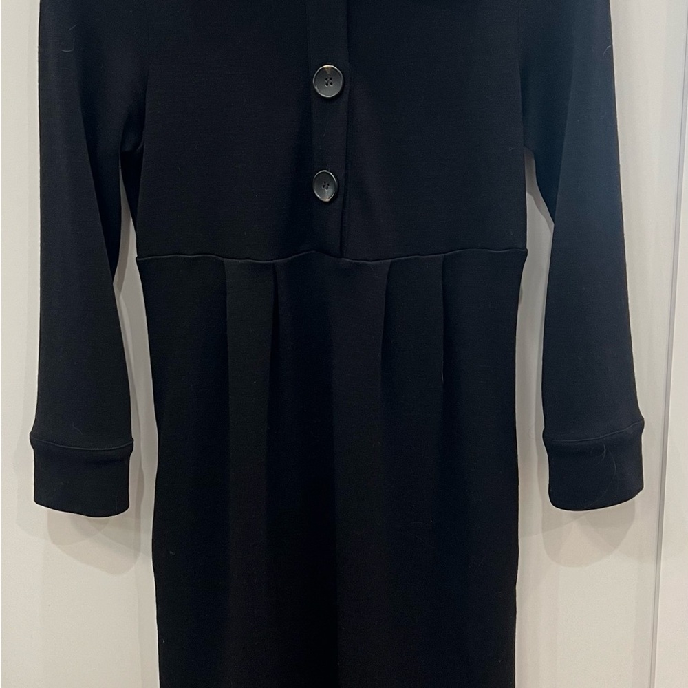 Diane Von Furstenberg Black Long Sleeve Button Front  Dress
